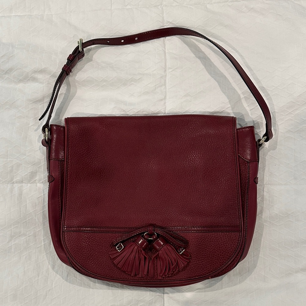Burberry Deep Red Leather Shoulder Bag
